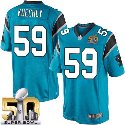 Men's Limited Luke Kuechly Super Bowl L Nike Jersey Blue Alternate - #59 NFL Carolina Panthers